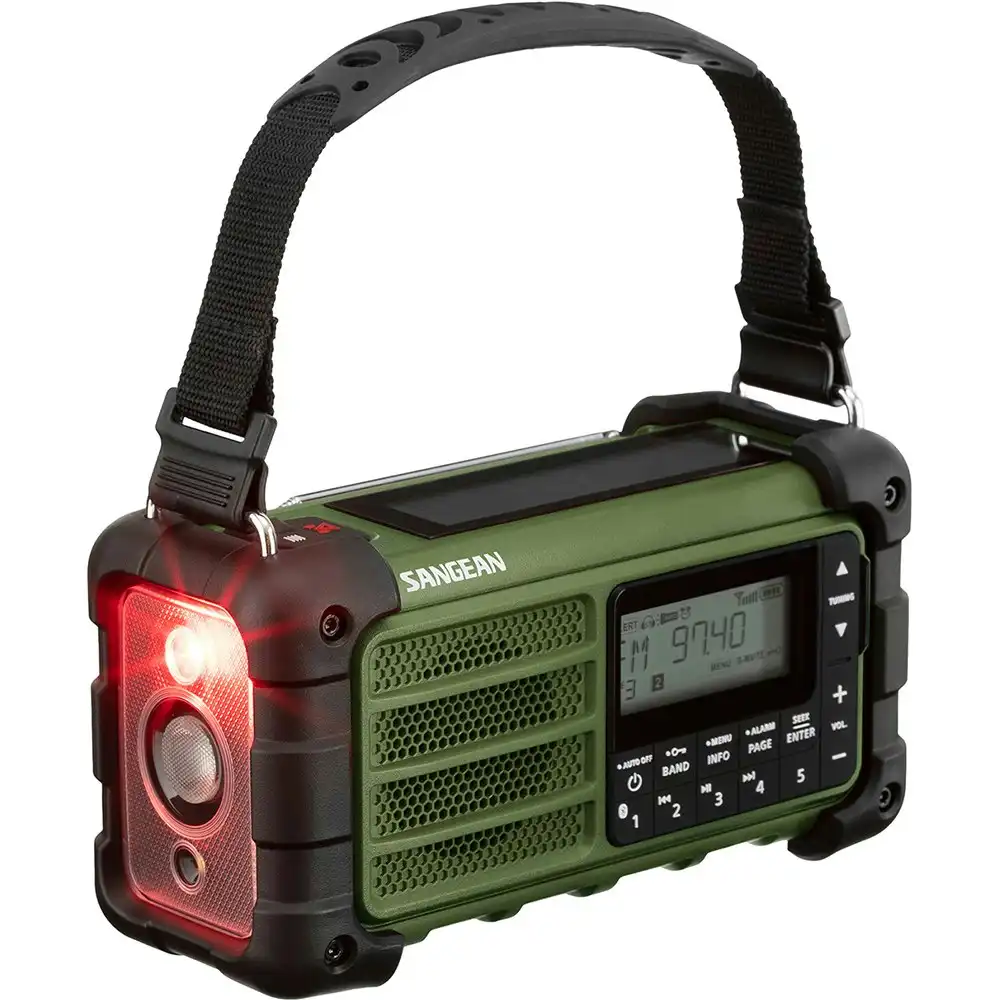 Sangean MMR-99 FM/AM Portable Bluetooth Speaker Radio Multi-Powered Forest Green