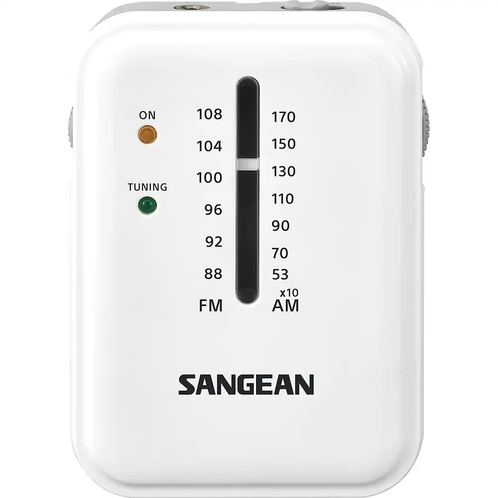 Sangean SR32 Compact Mini Portable AM/FM Pocket Radio Battery Powered White