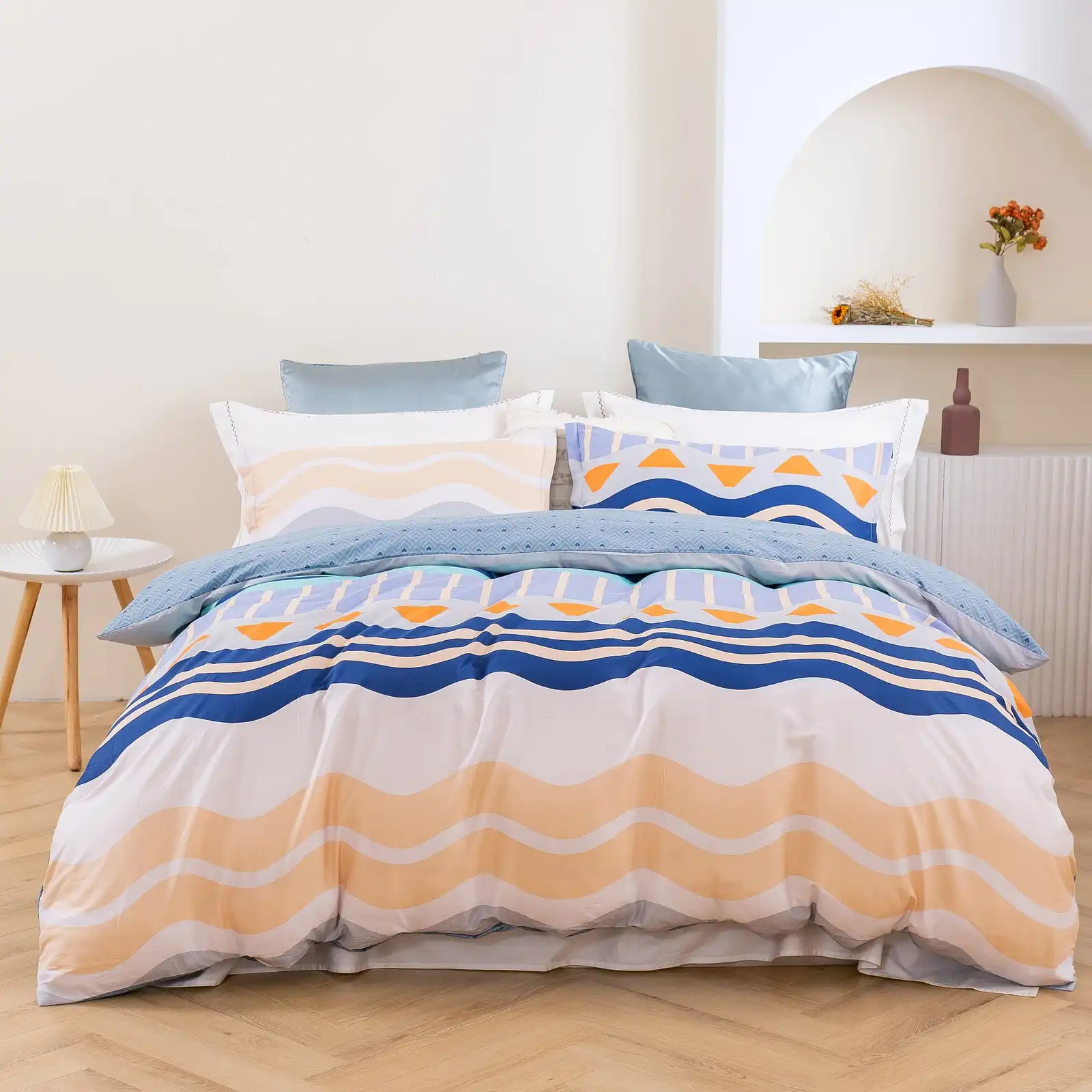 Dreamaker Capri 100% Cotton Reversible Quilt Cover Set Single Bed