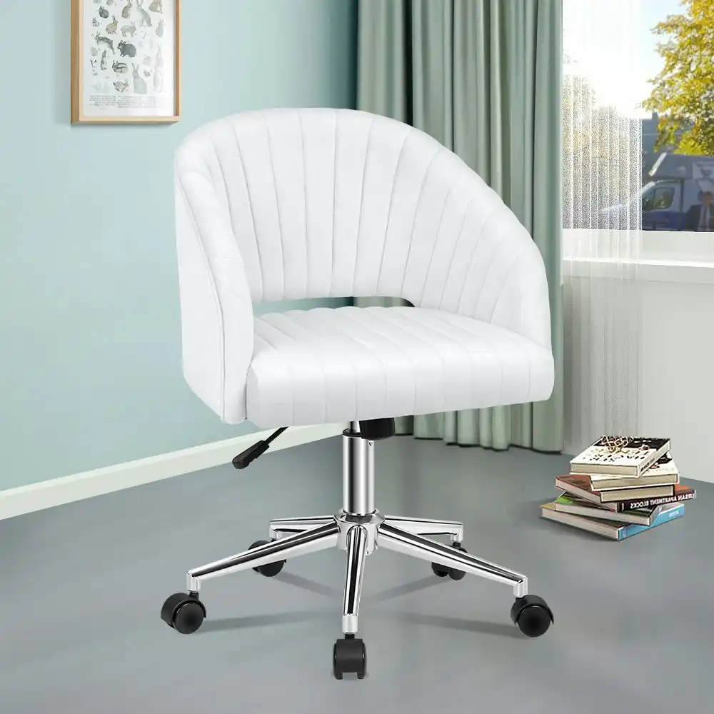 Alfordson Velvet Office Chair Home Office Mid Back White