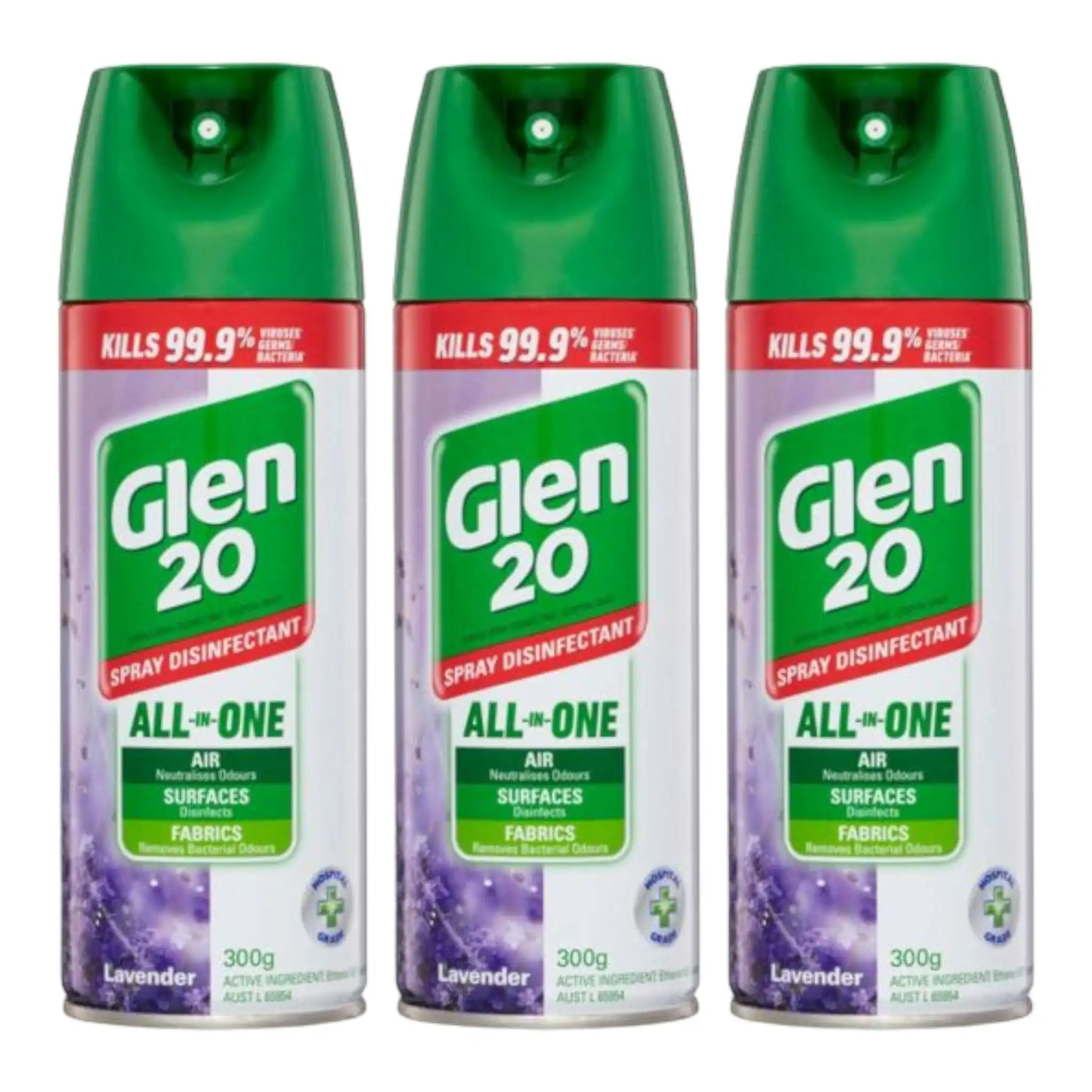 3 Pack Glen 20 Disinfectant Spray Lavender 300g