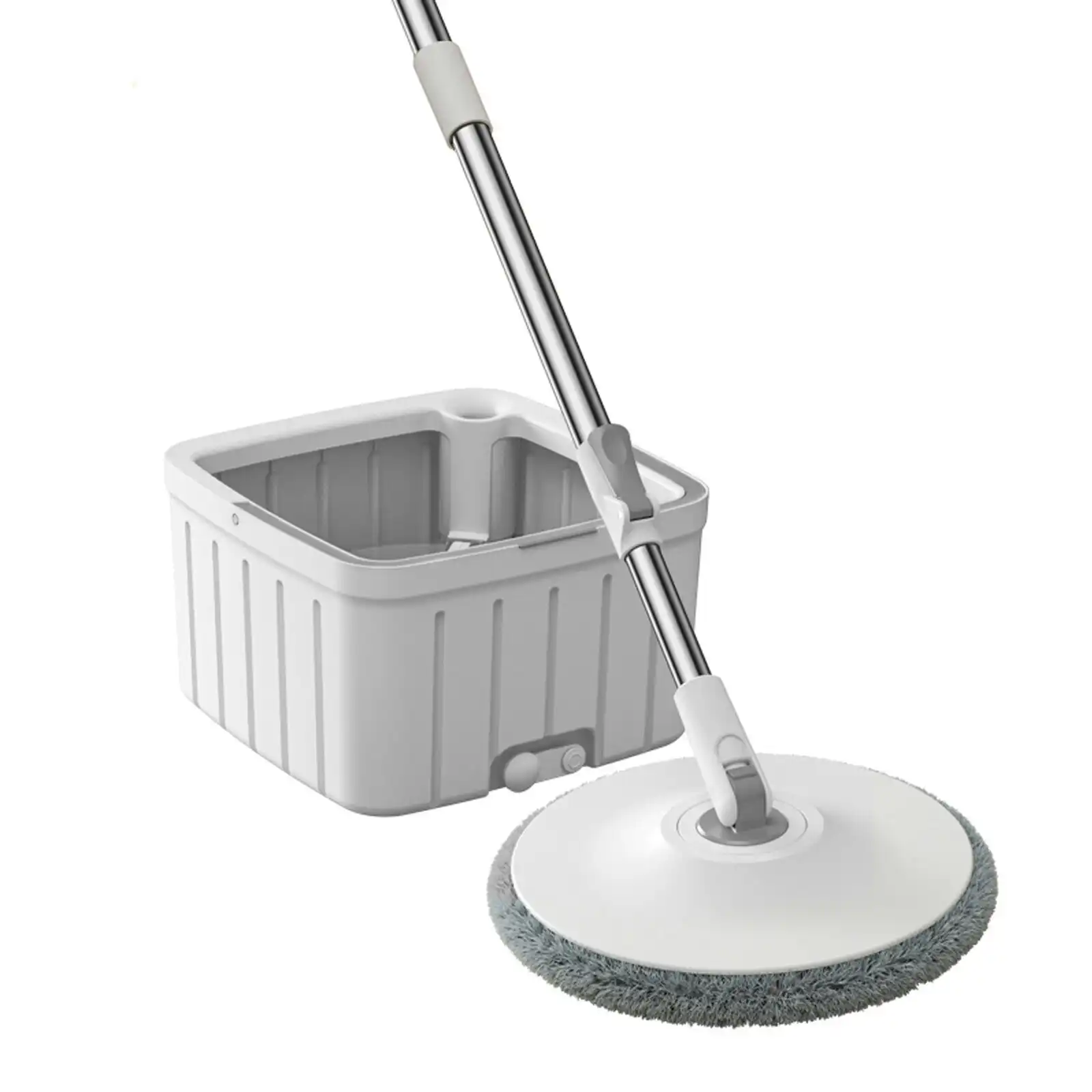 Self Wringing Spin Mop Bucket Set with Extendable Handle 360° Swivel and 2x Microfibre Mop Heads - Upgraded