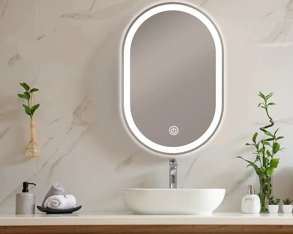 Viviendo LED Anti-Fog Mirror 45cm x 100cm Oval Wall Mounted Bathroom Vanity Dimmable LED Light with Touch Switch
