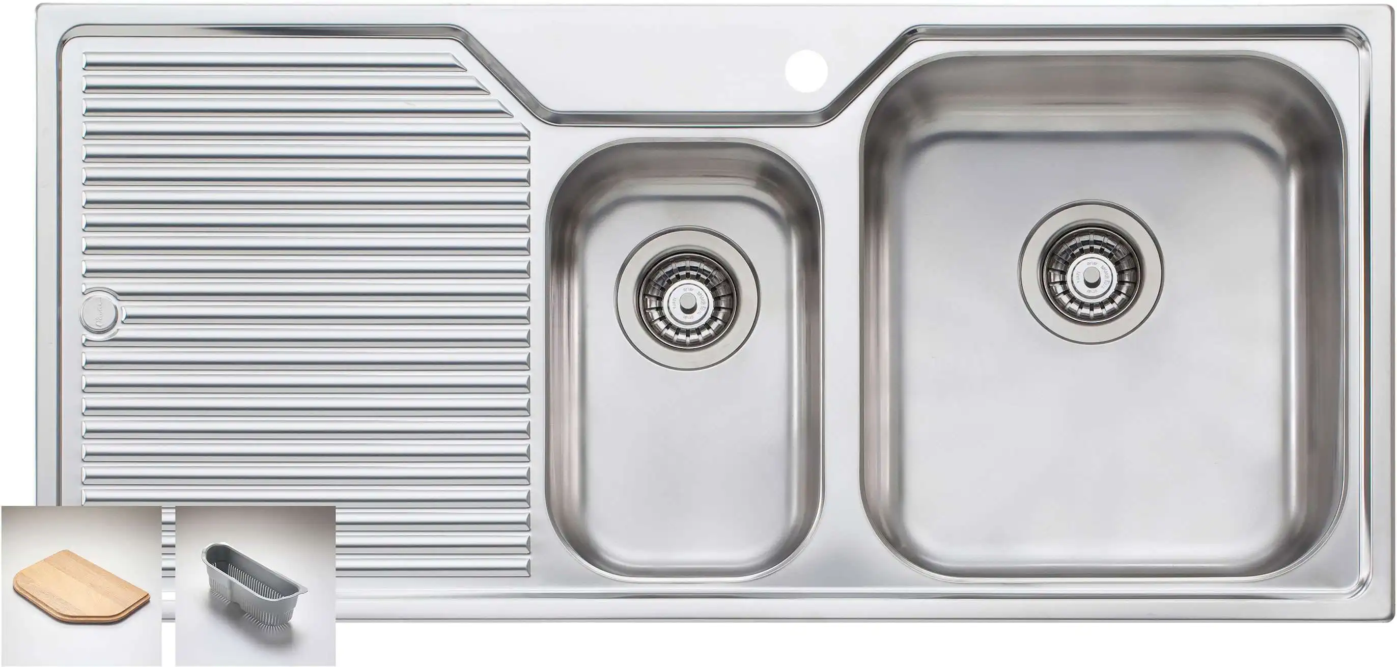 Oliveri Nu-petite 1 & 1/2 Double Right Hand Bowl Inset Sink With Drainer NP602