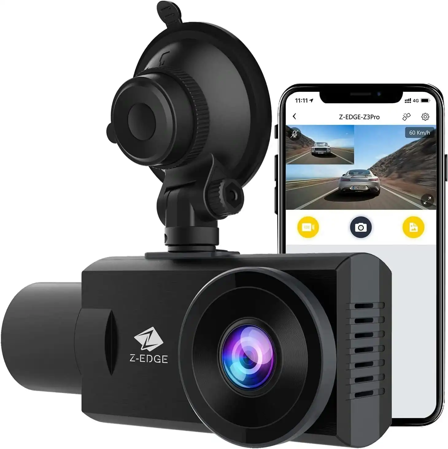 Z Z-Edge Dash Cam, Z3Pro Dash Cam Front and Inside, 2K+1080P Front and inside Dual Dash Cam, Car Camera, IR Night Vision, Parking Mode, G-Sensor, Support 256GB