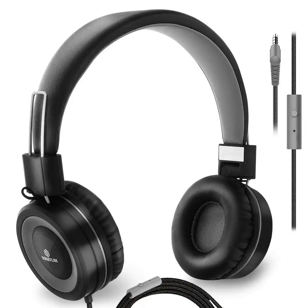 Sonitum Music Headphones for Adult Teens, Kids Headphones for Computer Tablet or Smart Phone | Adjustable, Foldable Headphone On-Ear