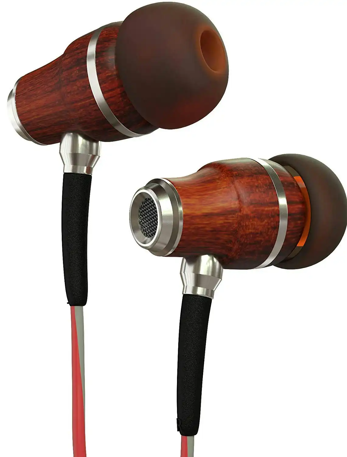 Symphonized NRG 3.0 Earbuds Headphones, Wood in-Ear Noise-isolating Earphones, Balanced Bass Driven Sound with Mic & Volume Control.