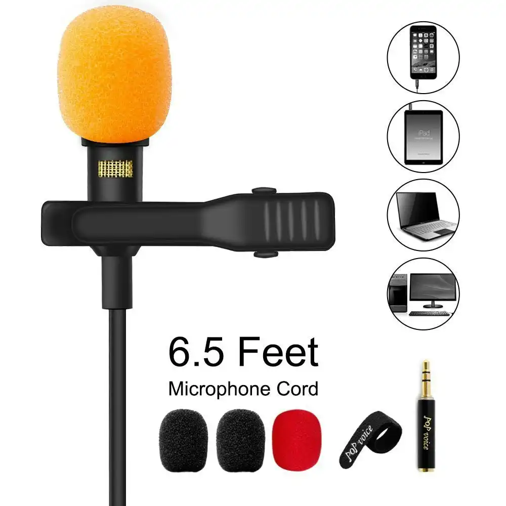 PoP Voice Upgraded Lavalier Lapel Microphone, Omnidirectional Condenser Mic for Apple iPhone iPad Mac Android Smartphones, Youtube, Interview, Studio,