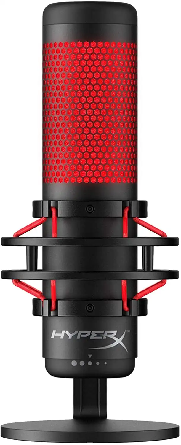 HyperX QuadCast - USB Condenser Gaming Microphone, for PC, PS4 and Mac, Anti-Vibration Shock Mount, Four Polar Patterns, Pop Filter, Gain Control, Pod