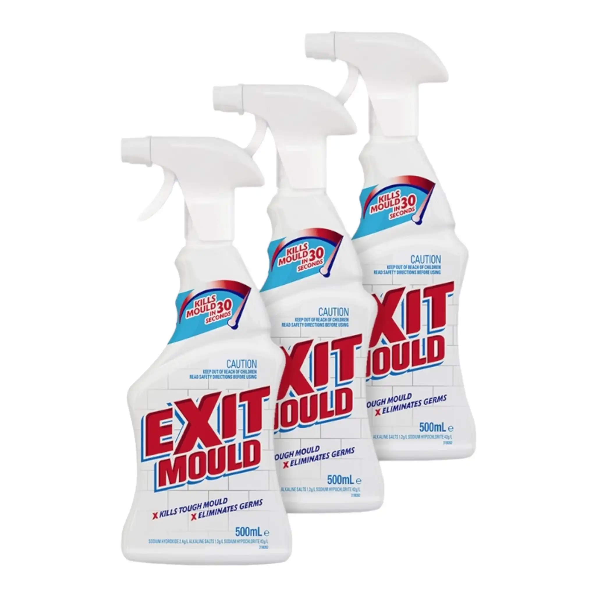 3 Pack Exit Mould Mould & Stain Remover Cleaner Trigger Spray 500mL