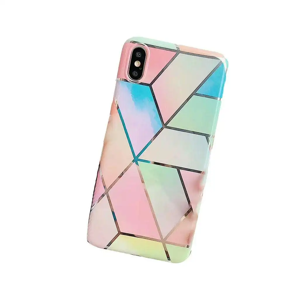 Rainbow Case for iPhone 14 13 12 11 Pro Max XR XS Marble Phone Shockproof Cover Silicone