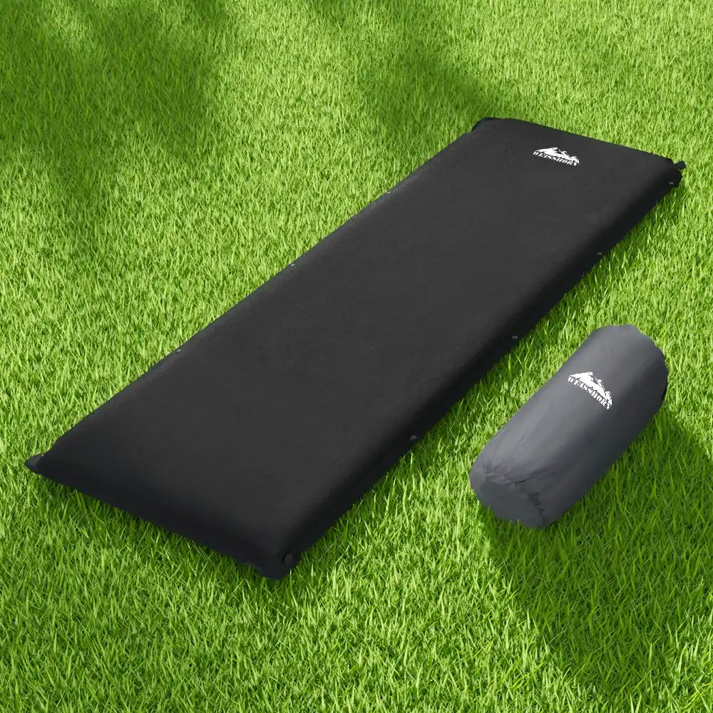 Weisshorn Self Inflating Mattress 9.5CM Camping Air Bed Single Black