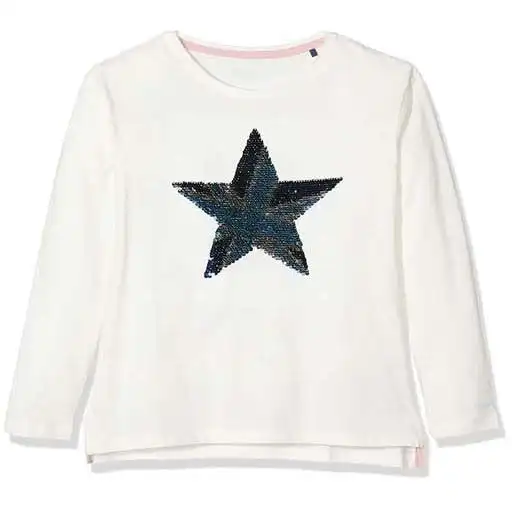 Pepe Jeans Girls T-Shirt with Sequin Star in White