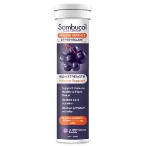 Sambucol Immune Defence Effervescent 15 Tablets Support Health Reduce Cold