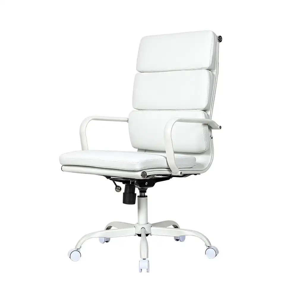 Furb Executive Office Chair Ergonomic Chair High-Back PU Leather All White