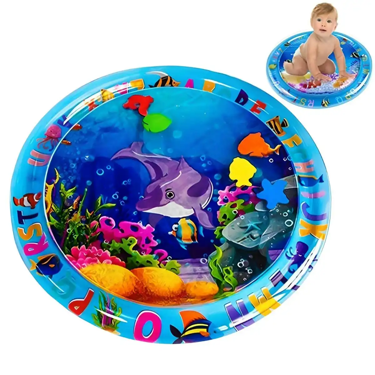 Toddly SplashCircle Round Tummy Time Water Mat Baby Sensory Play Mat