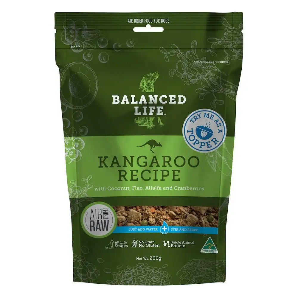 Balanced Life Air Dried Raw Dog Food Rehydrate Kangaroo Recipe - 200g, 1kg & 3.5kg