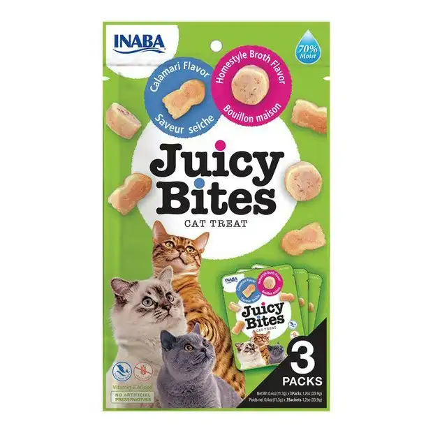 INABA Juicy Bites Cat Treats - Homestyle Broth and Calamari