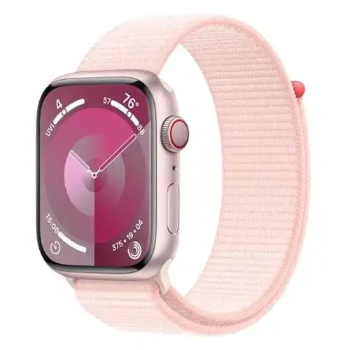 Apple Watch Series 9, GPS + Cellular 41mm Pink Aluminium Case with Sport Loop (Open Box Special)