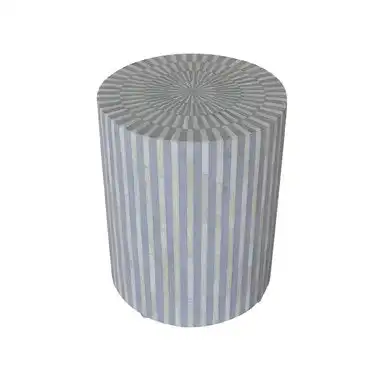 Zohi_Interiors Bone Inlay Striped Side Table in Grey