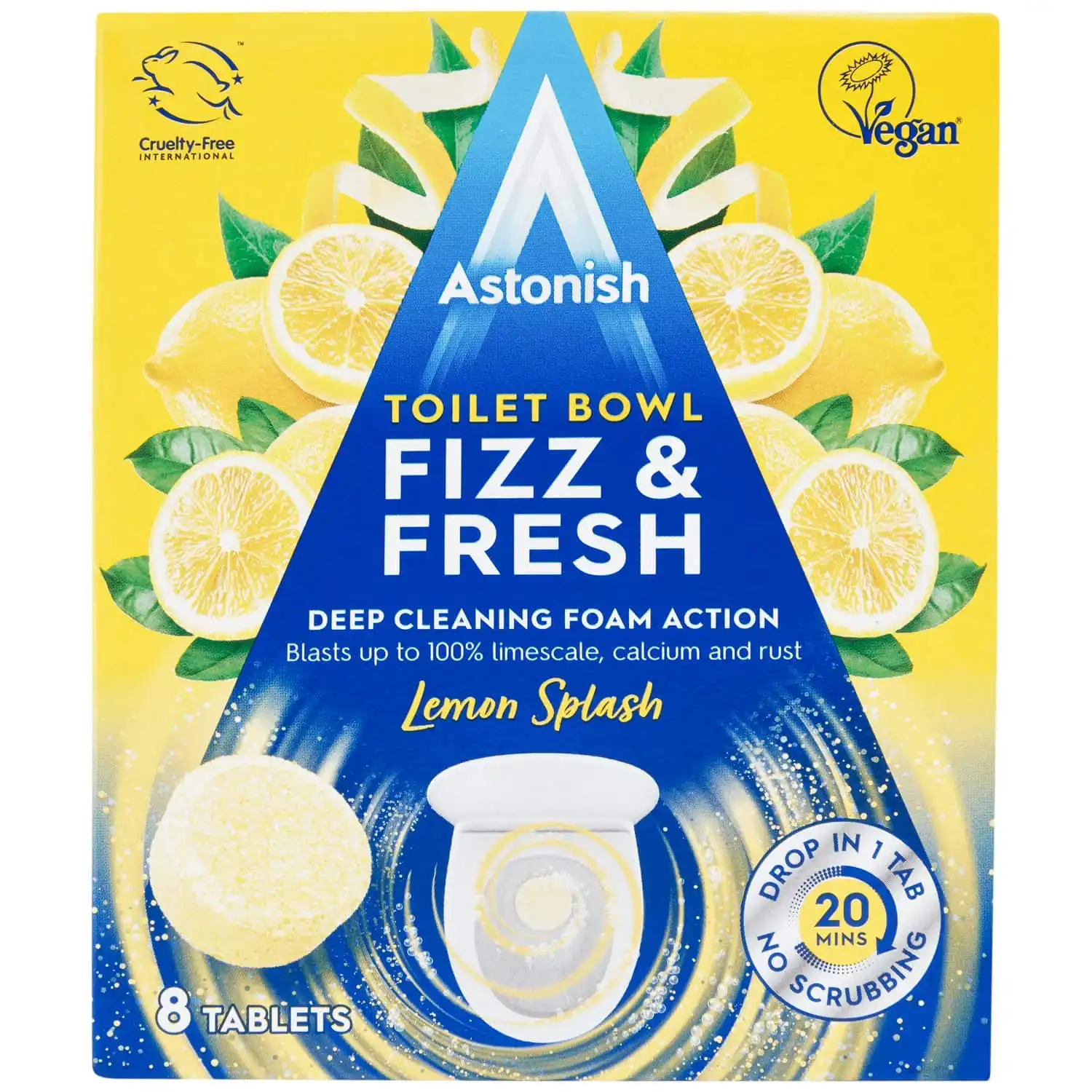 Astonish Toilet Bowl Fizz & Fresh Tabs Lemon Splash (8 Pack)