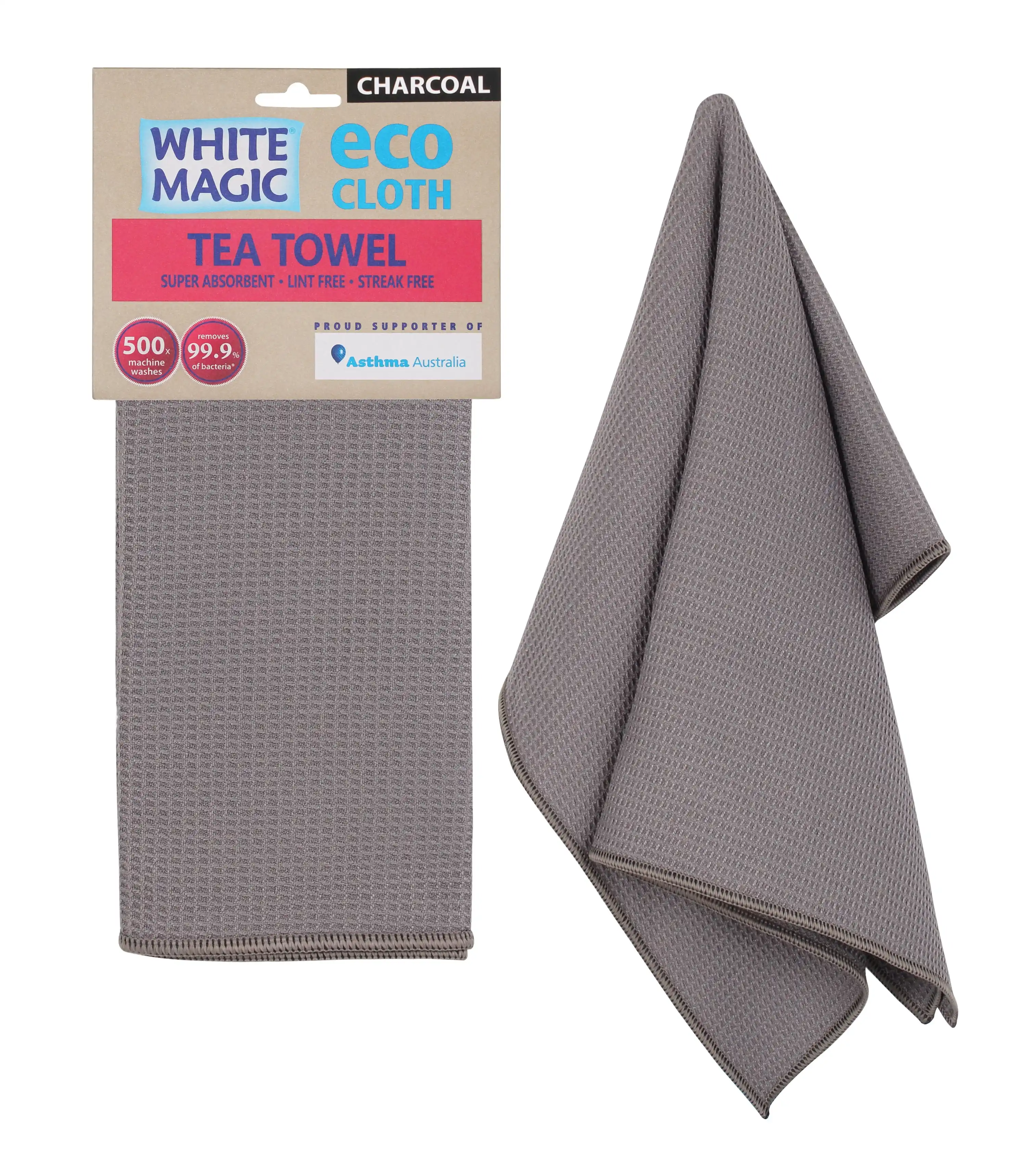 White Magic Eco Cloth Tea Towel Single Pack Charcoal