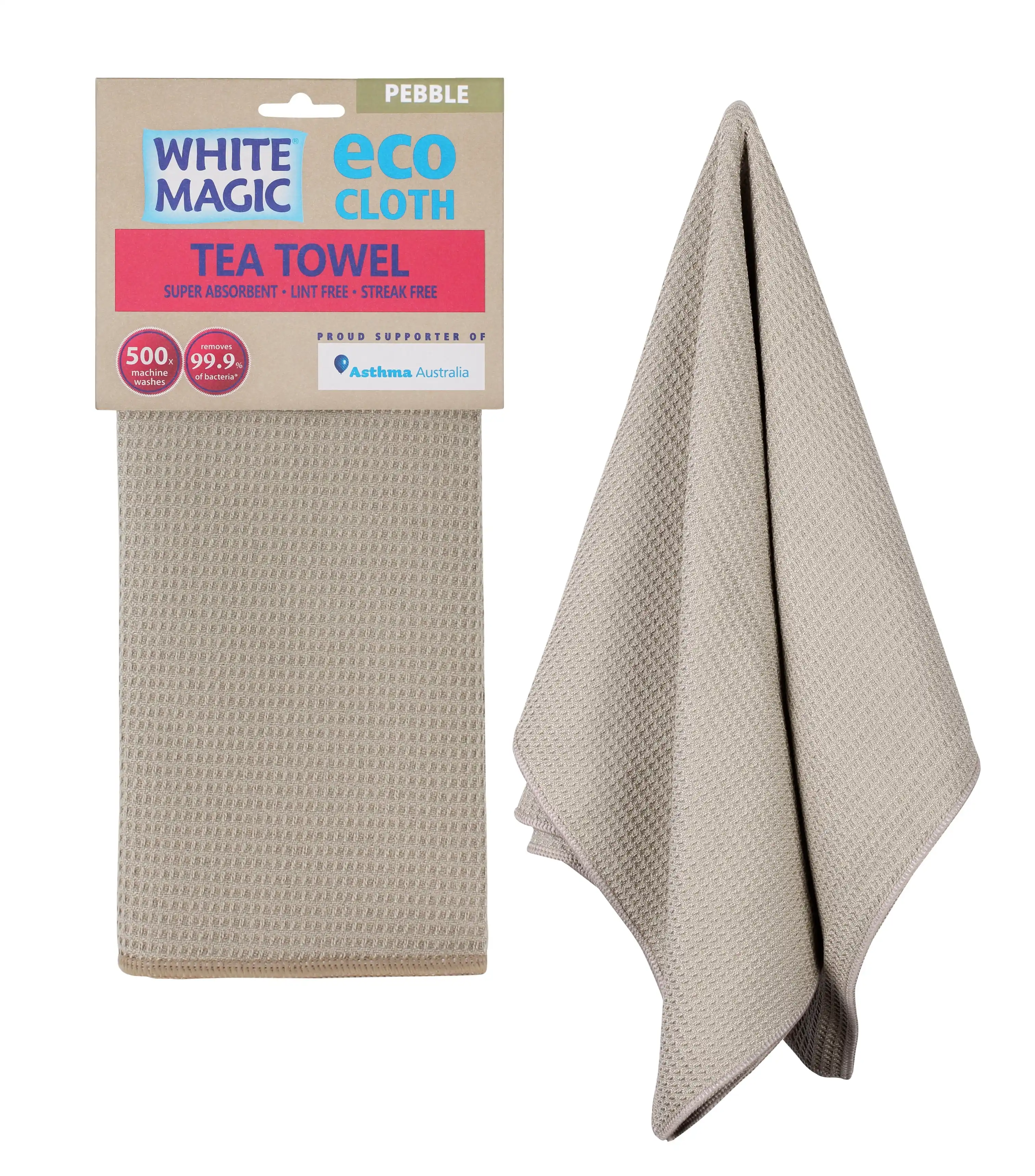 White Magic Eco Cloth Tea Towel Single Pack Pebble