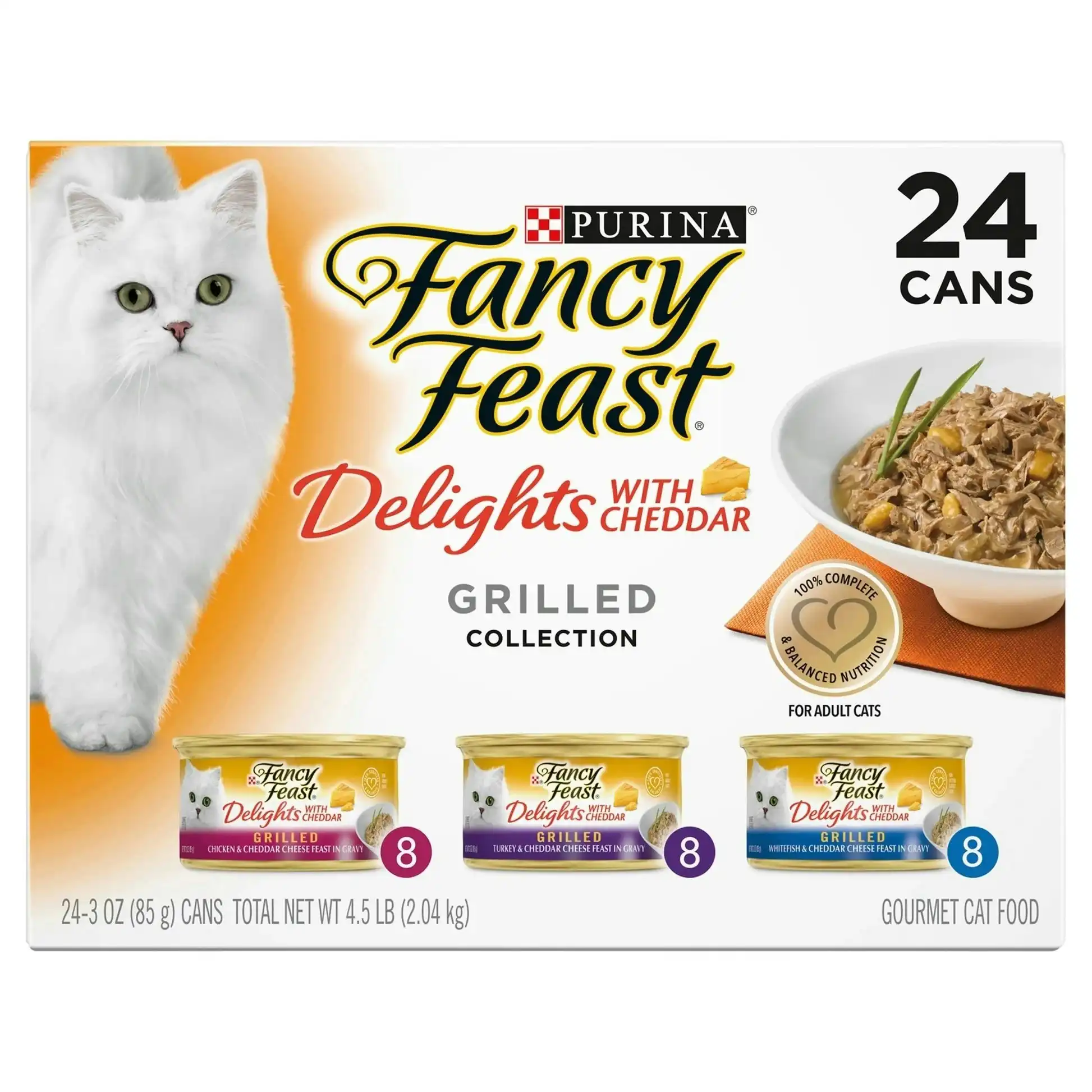Fancy Feast Delights With Cheddar Grilled Chicken & Cheddar Cheese Wet Cat Food - 24x85g