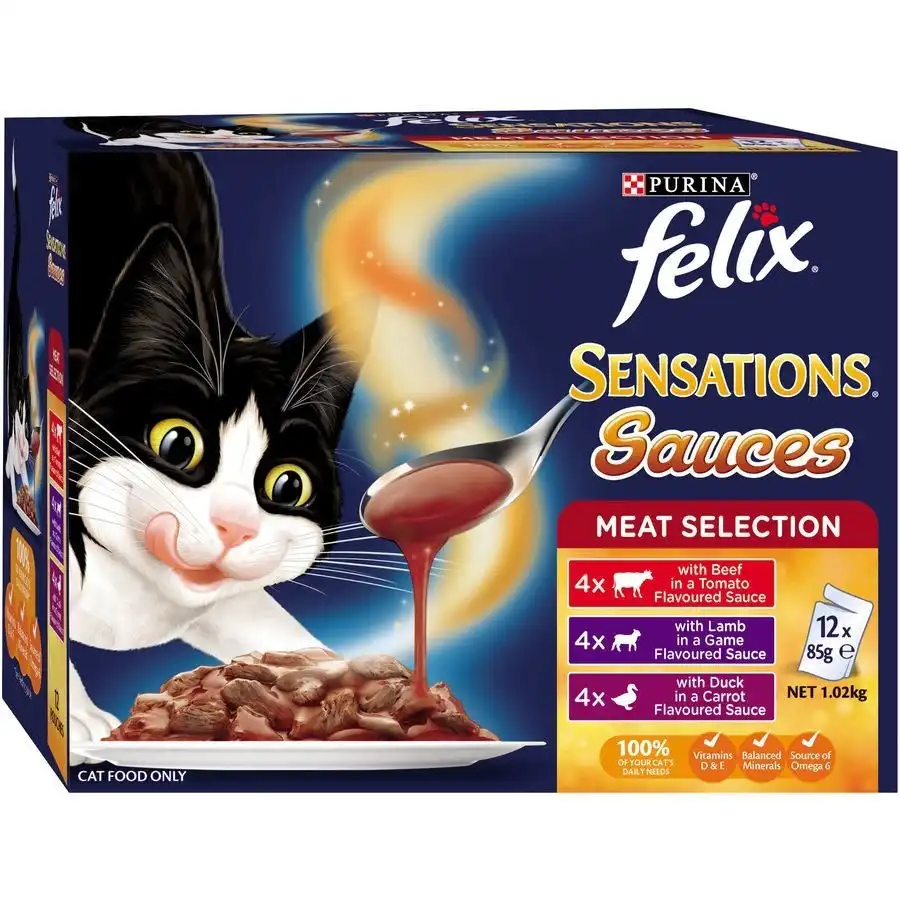 Felix Sensations Sauces Meat Selection Wet Cat Food 12x85g