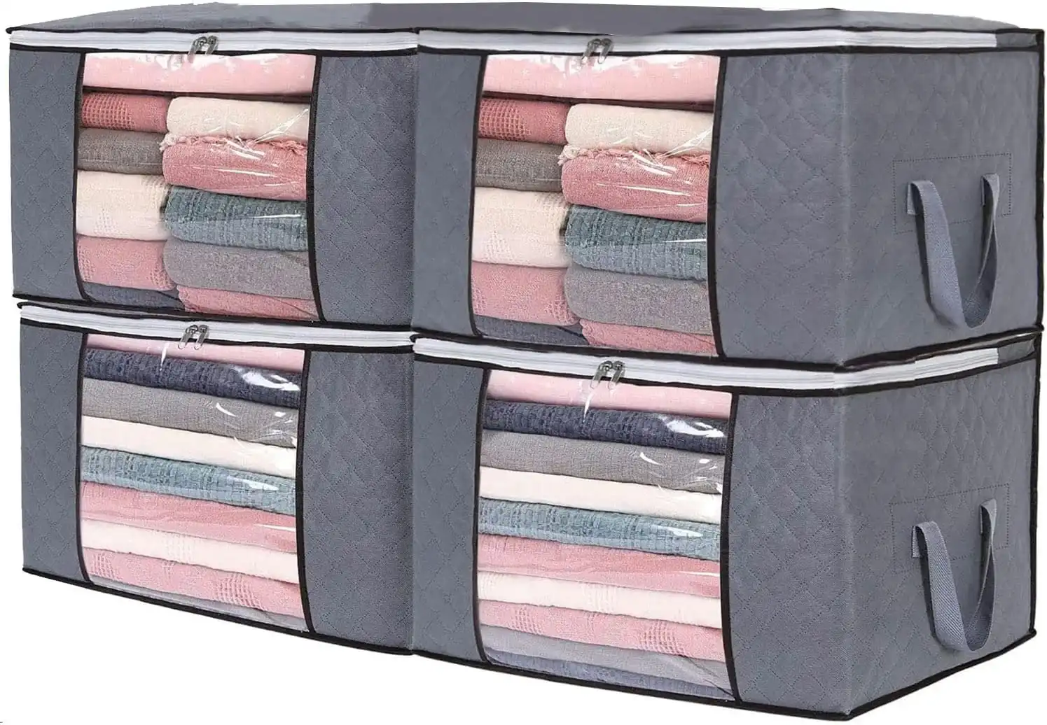 Closet Organizers and Storage Bags 4 Pack Blanket Storage Bags, Closet Organizers for Clothes Storage