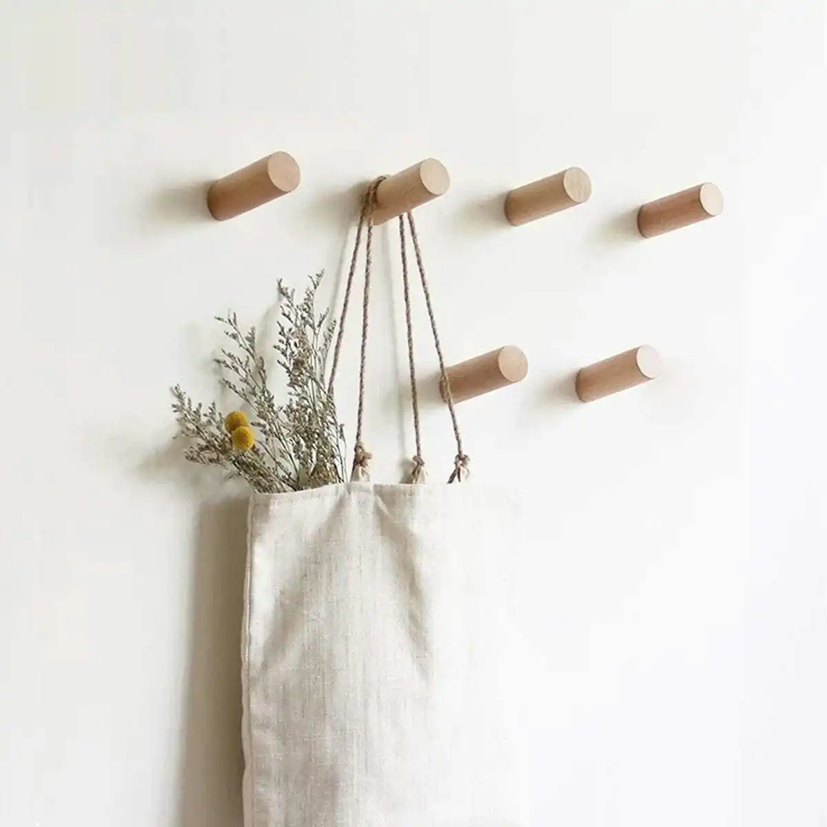 6 Pack Decorative Wood Wall Hooks (Beech)
