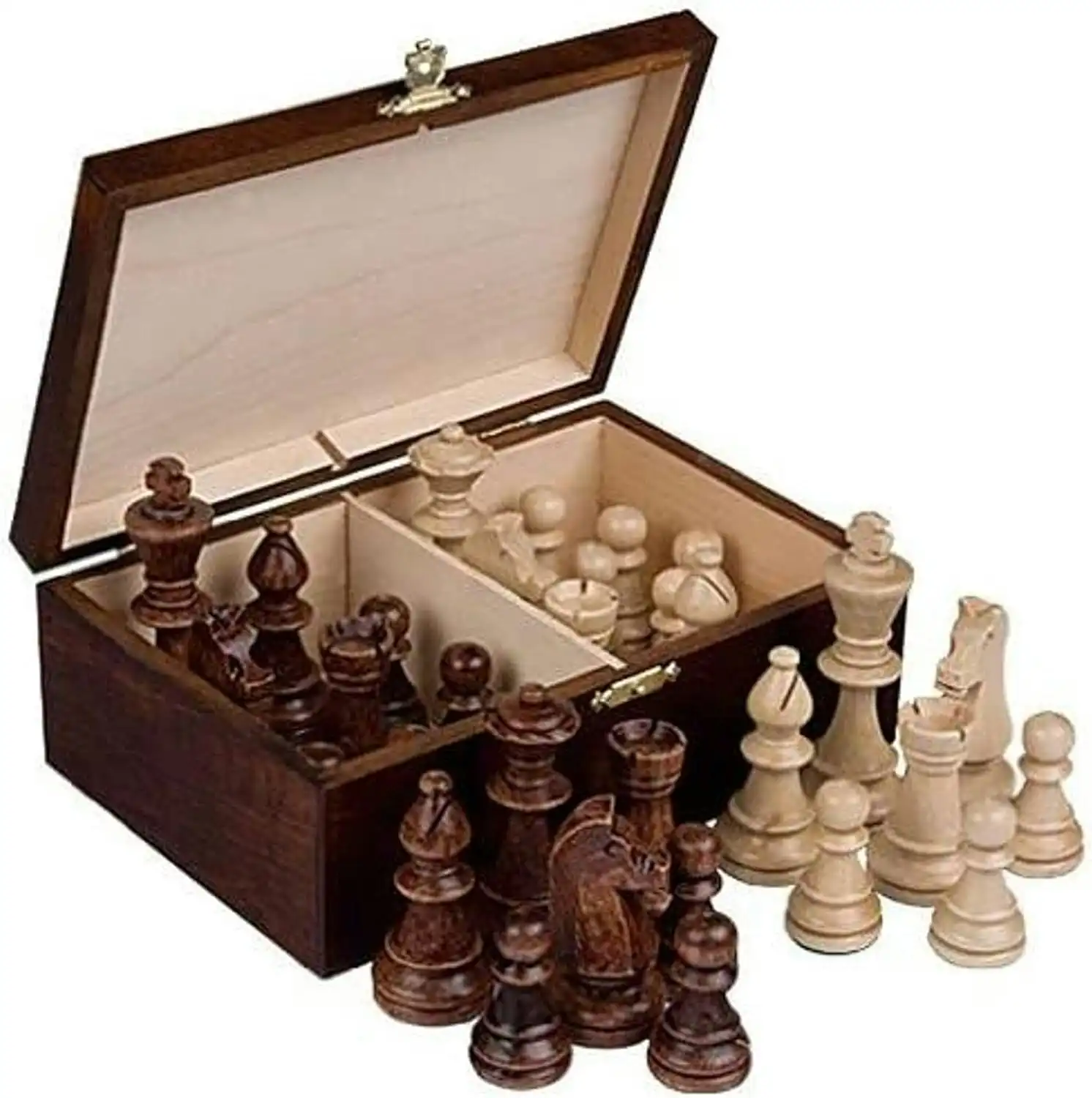 Staunton No. 6 Chess Pieces Wooden Box 10 cm King