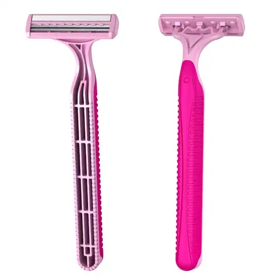 Livingstone Disposable Shaving Razors Twin Blade with Handle and Lubricating Strip Pink 5 Bag x20
