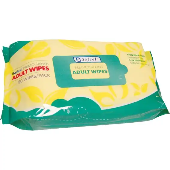 Sofeel Wet Adult Wipes with Soft Cover 21 x 26cm 80 Pack x10