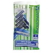 Livingstone Disposable Ultra Sharp Shaving Razors, Twin Blade Blue, 5 Bag