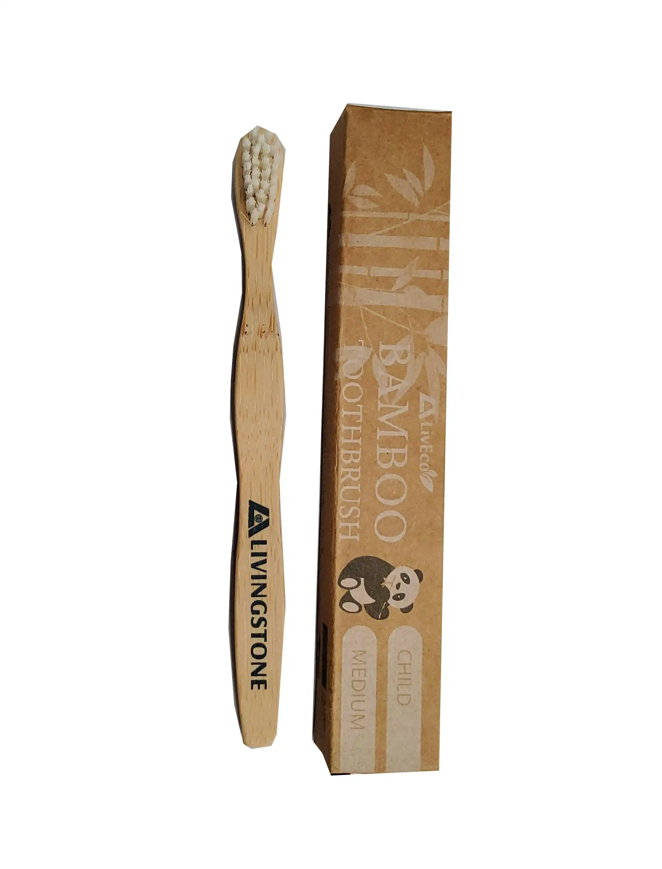 Liv Eco Bamboo Toothbrush, Child, Medium Bristles, 12 Pieces/Pack