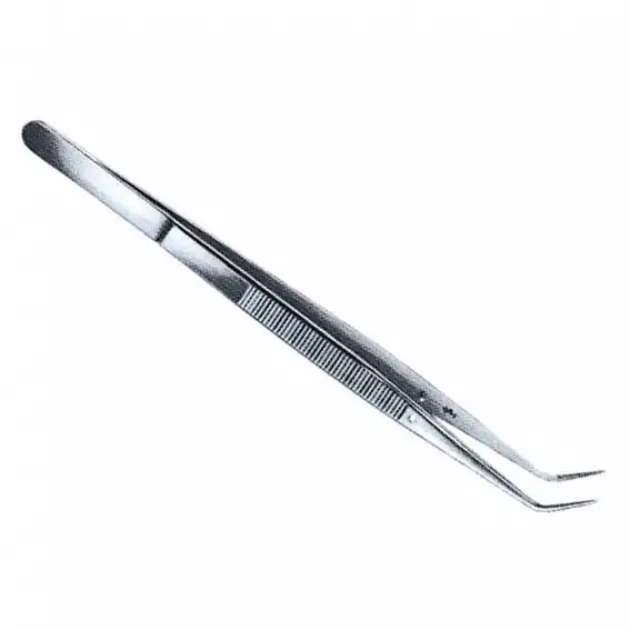 Adler Dental College Tweezers Forceps, 16cm, Angled with Pin, Serrated, Stainless Steel Each