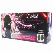 Lilith Salon Latex Powder Free Large Black Gloves 100 Box