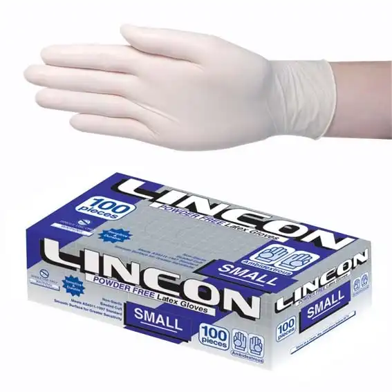 Lincon Latex Powder Free Gloves Small Cream AS/NZ 100 Box