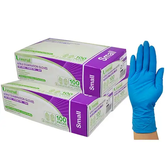 Universal Nitrile Powder Free Gloves Small Blue AS/NZ Standard HACCP Grade 100 Box x10
