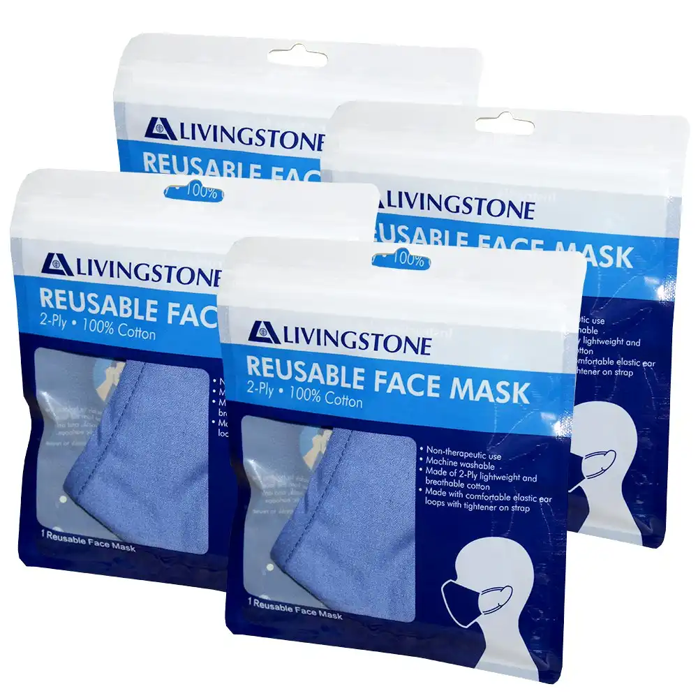 Livingstone Cloth Child Face Mask Cotton Blue 1 Pack x4