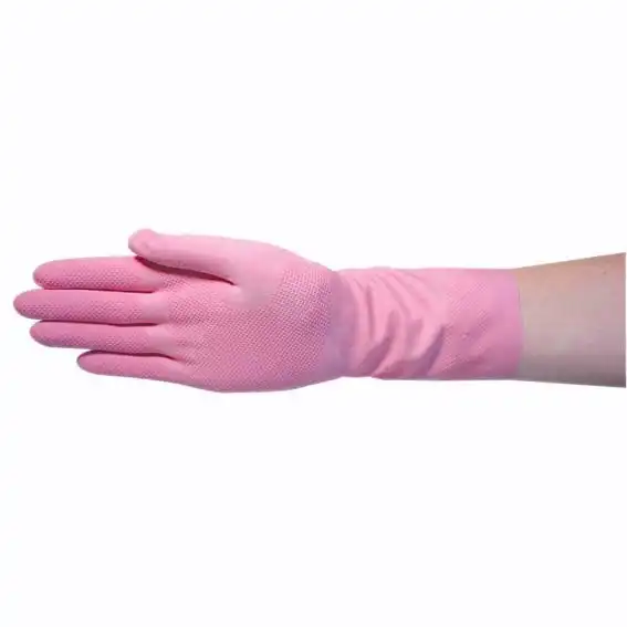 Livingstone Household Rubber Gloves Flocklined Medium Pink