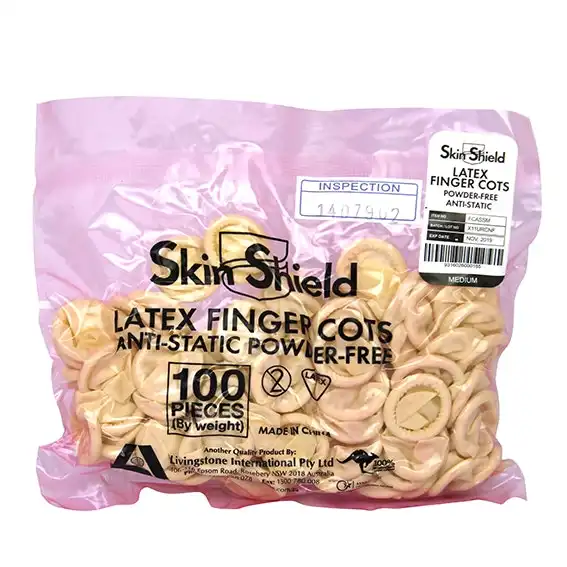 Skin Shield Latex Powder Free Medium Antistatic Finger Cots 100 Bag