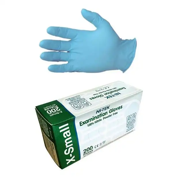 Ni-Tek Nitrile Powder Free Gloves Extra Small Blue AS/NZ 200 Box x5
