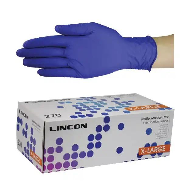Lincon Nitrile Powder Free Gloves Extra Large Cobalt Blue 270 Box
