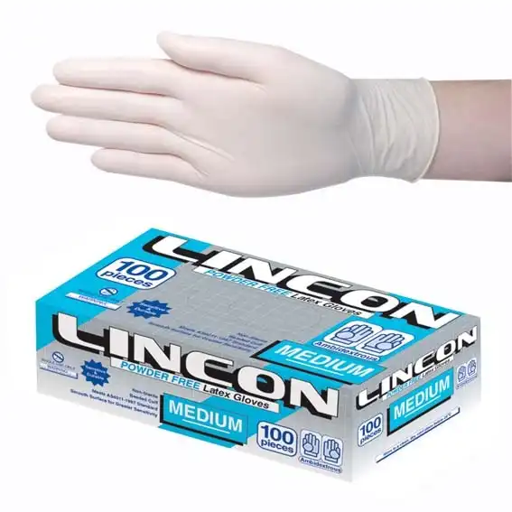 Lincon Latex Powder Free Gloves Medium Cream AS/NZ 100 Box
