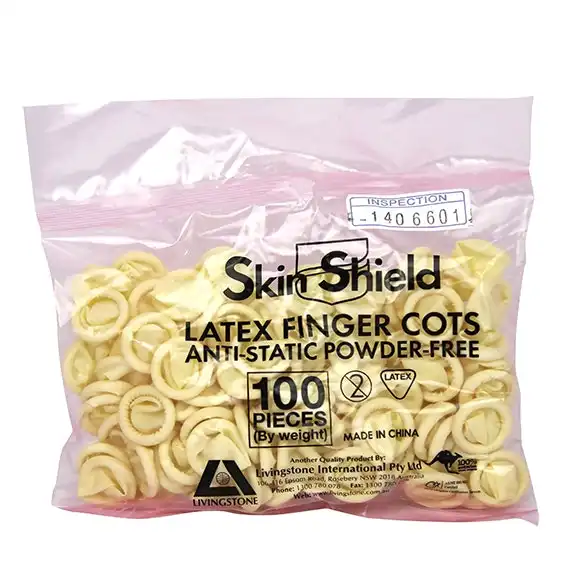 Skin Shield Latex Powder Free Small Antistatic Finger Cots 100 Bag