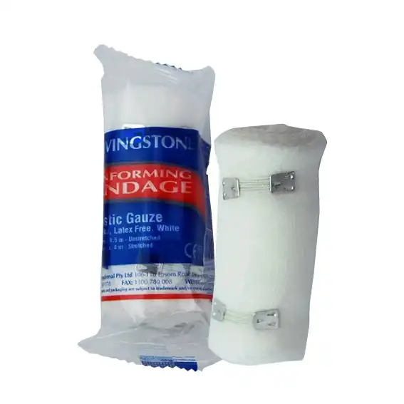 Livingstone Conforming Bandage with Clips 75mm x 4 Metres Stretched Length (1.5 Metres Unstretched)