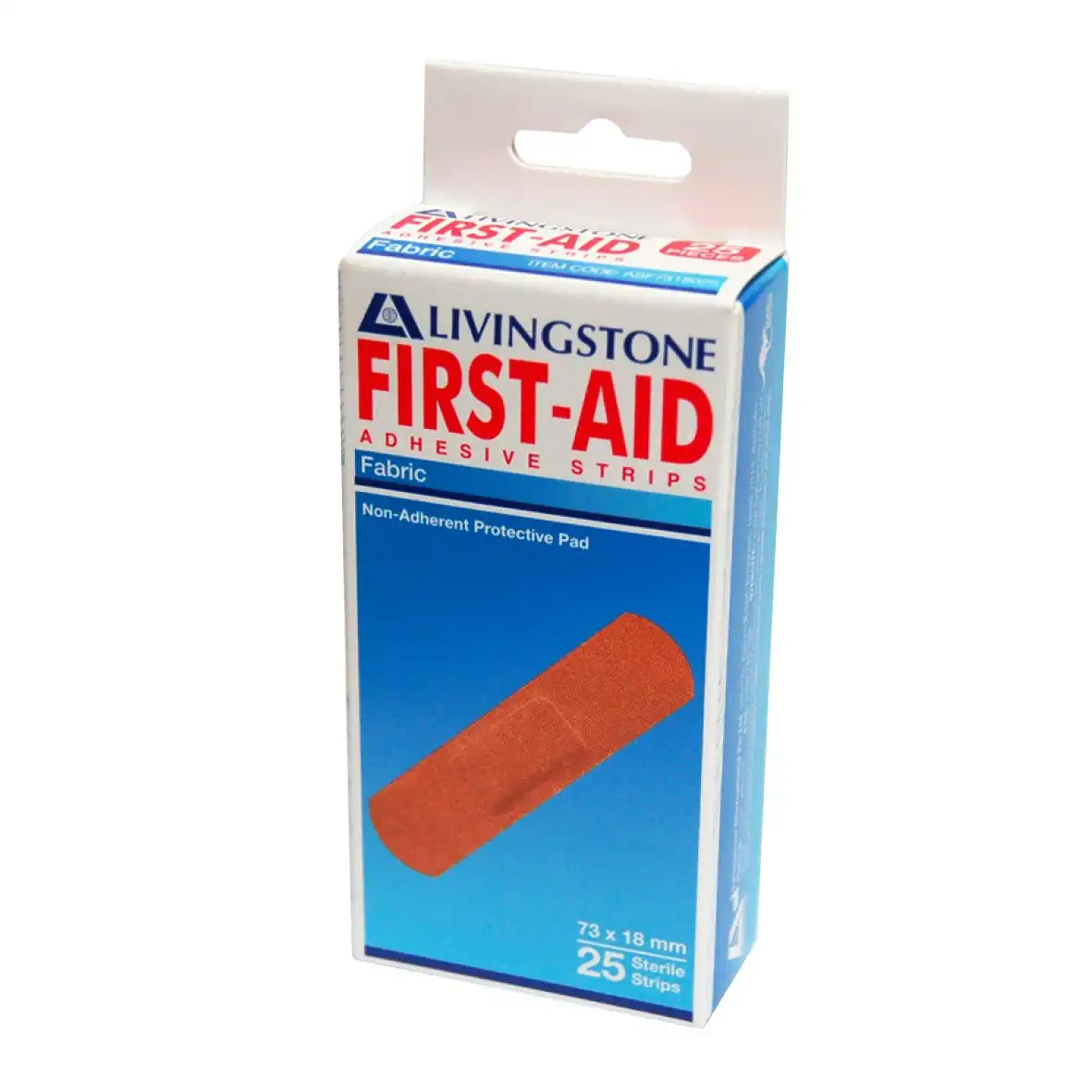 Livingstone Adhesive Fabric First Aid Strips with Pad Latex Free Sterile 73 x 18mm 25 Box