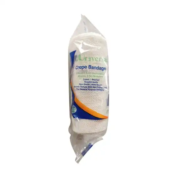 Universal Crepe Bandage 10cm x 2.3m Unstretched 4.5m Stretched Bleached White